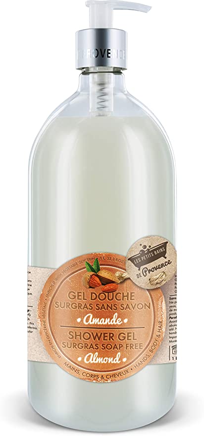 LES PETITS BAINS DE PROVENCE Gel douche surgras à lamande – 1 L LES PETITS BAINS DE PROVENCE Gel douche surgras à l’amande – 1 L