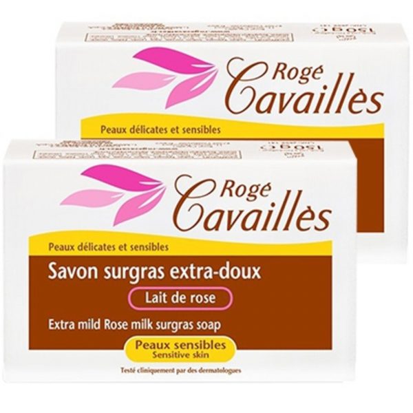 ROGE CAVAILLES Savon Surgras Extra-doux Lait de Rose – Lot de 2 250.0 g